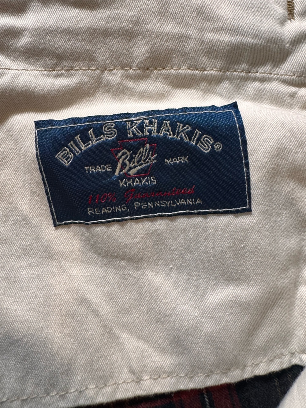 Bills Khakis red plaid lined khaki chinos Men’s 36 - Picture 5 of 8